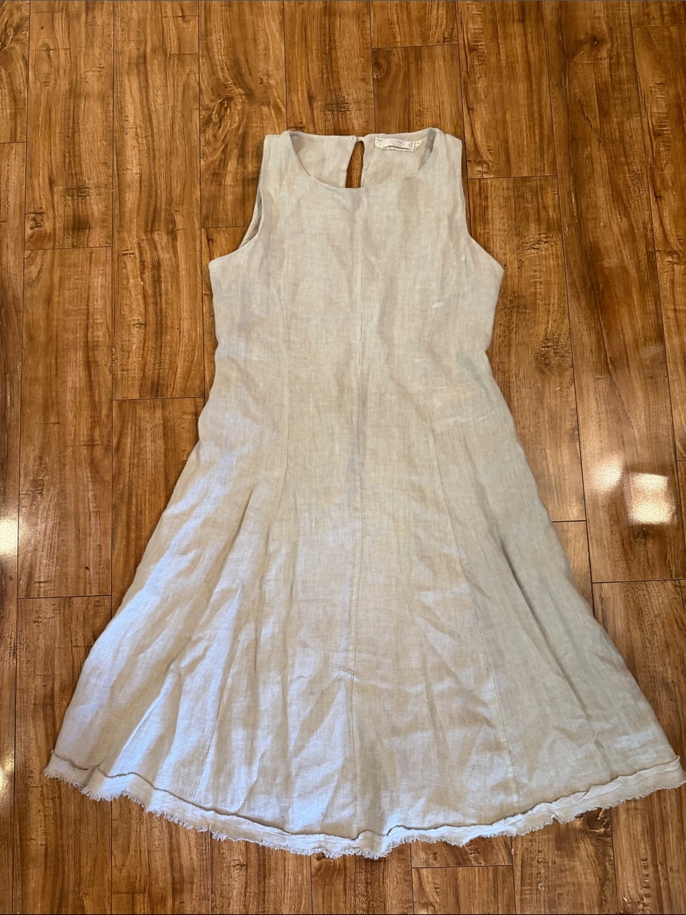 COSMO Women’s Tan Linen Sleeveless A Line Dress Size Large